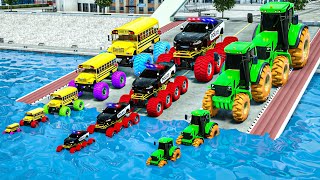 School bus, tractor and police car Lucas | Big wheels VS small wheels | Wheel of City Heroes (WCH)