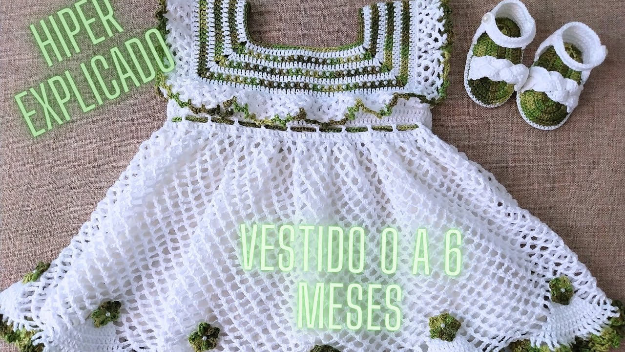 Passo a passo vestido infantil 0 a 6 meses (Crochet baby dress 0-6 months/Easy Step by Step