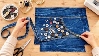 Old Jeans + a Handful of Buttons 🧵… You’ll Love the Result! 👜