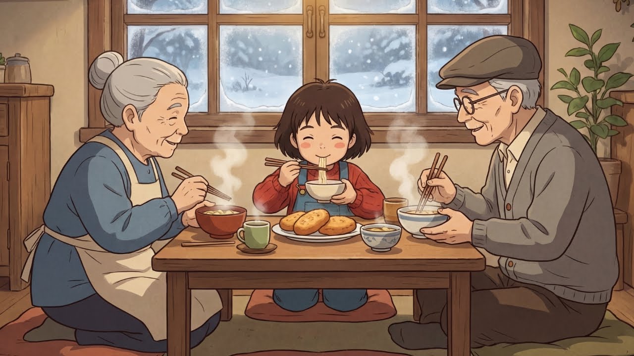 A Peaceful Winter Week With Grandparents: Countryside Life | Ghibli Style