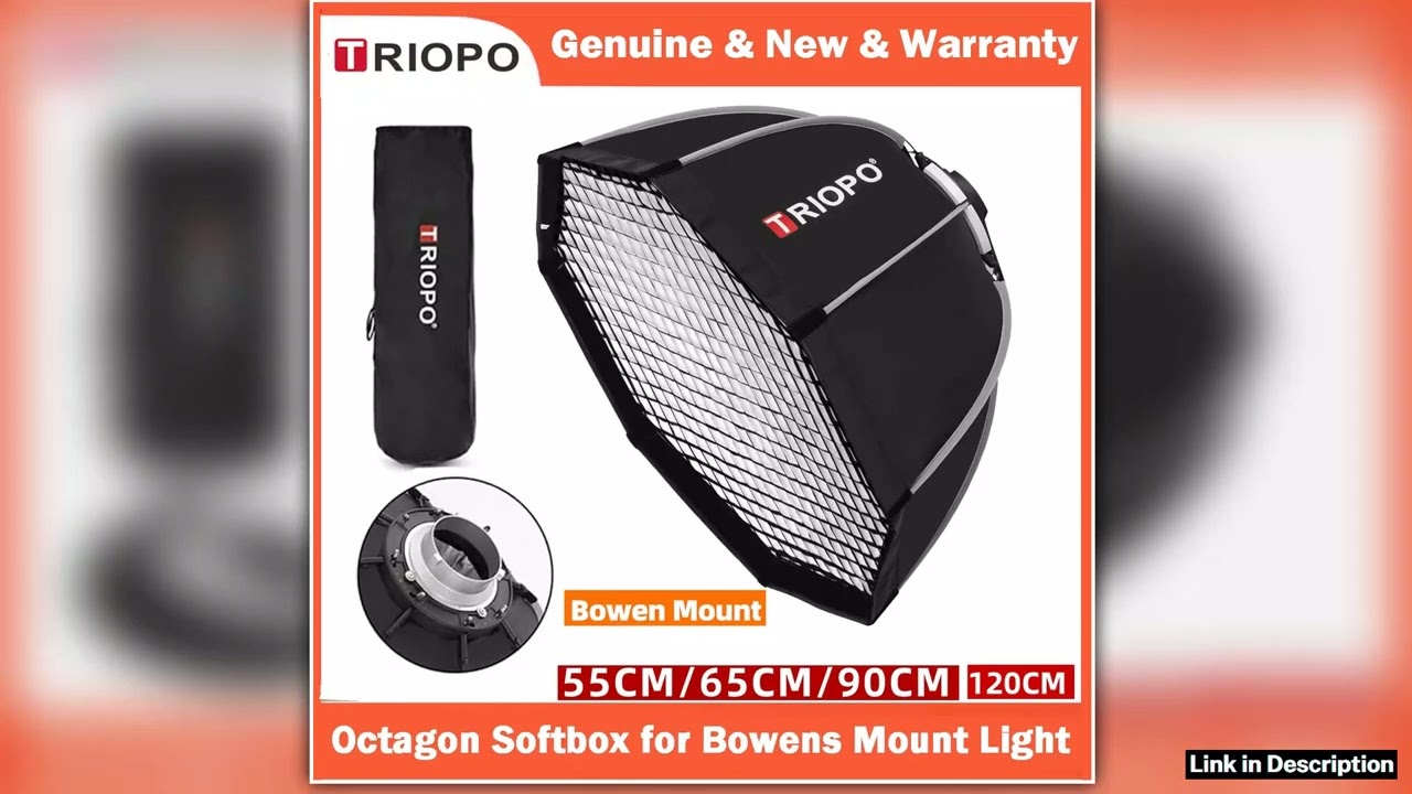 TRIOPO 55cm 65cm 90cm 120cm Foldable Octagon Softbox Bowens Mount for Sokani X100 COLBOR CL60