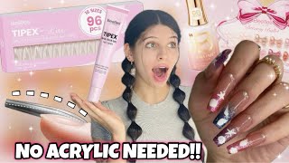 These Amazon Nail Products Changed My Nails 😱 Long Coffin Sculpted Acrylic Tips + Dreamy Ballet Gels