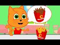 Familia de Gatos - Comida Rápida Favorita Dibujos animados para niños