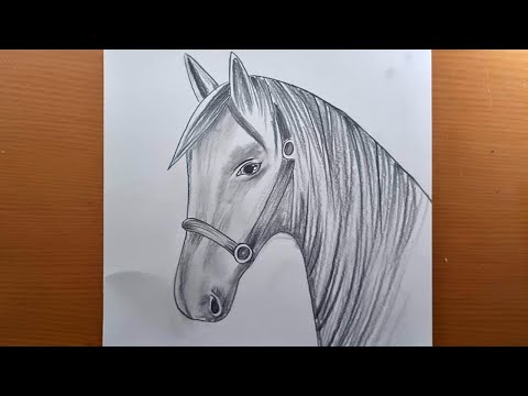 Como desenhar uma imagem de cavalo Fácil passo a passo-Desenho fácil a lápis de uma imagem de cavalo