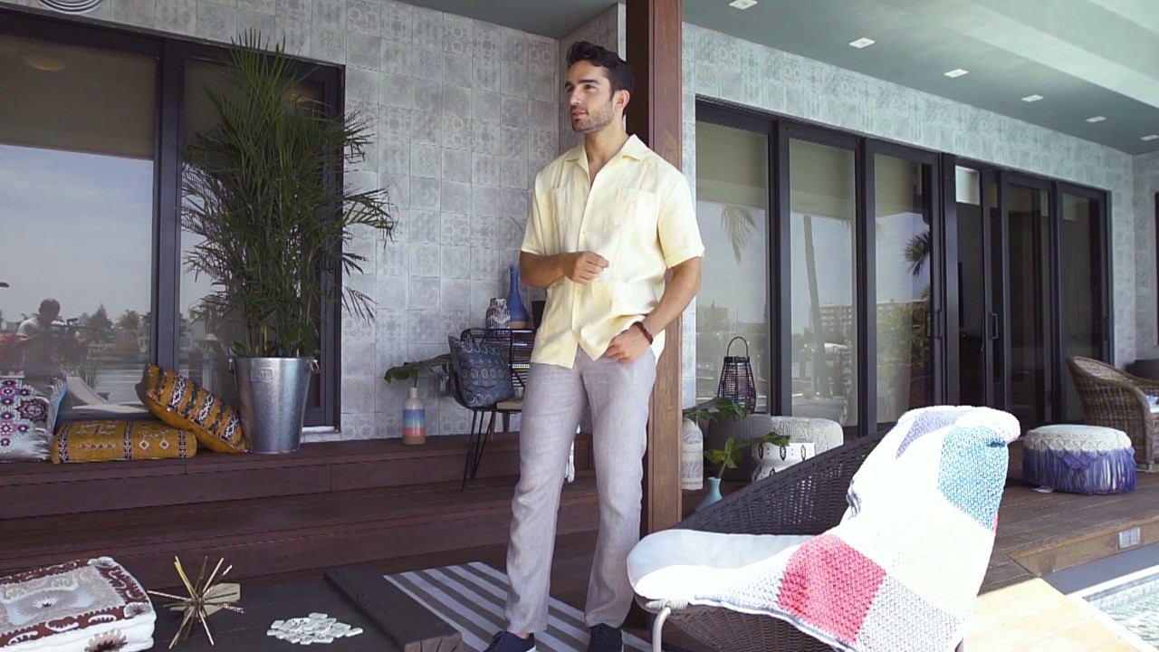 Cubavera 100% Linen Short Sleeve 4 Pocket Guayabera Banana Crepe C9HW0034DS