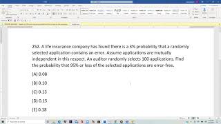 Actuarial SOA Exam P Sample Question 190 (once 252) Solution