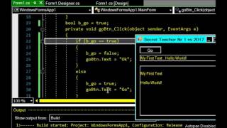 C Sharp Code for Changing of Text on a Button with Visual Studio Community 2017