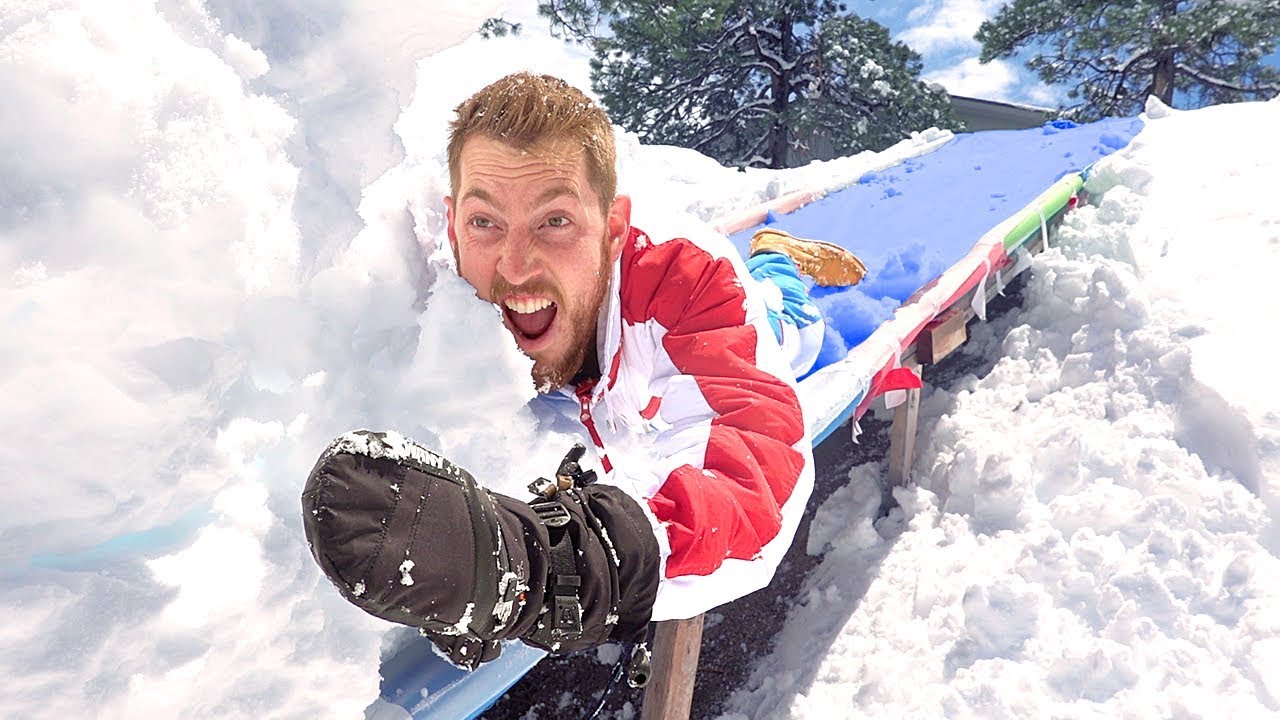 funny moments in soccer Water Slide Into A Wall Of SNOW!