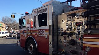 FDNY Engine 289 responding with air horns to relocate to Engine 303 quarters