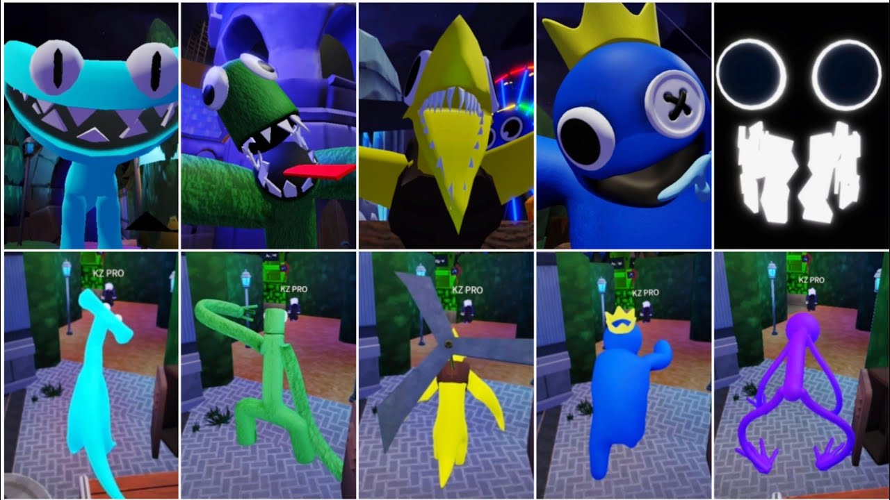 Rainbow Friends 2: Cyan vs Green vs Yellow vs Blue vs Purple (All