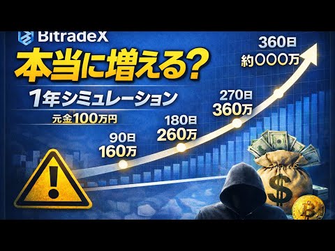 【検証】BitradeX AI自動運用BOTは本当に増える？360日シミュレーションとリスク解説