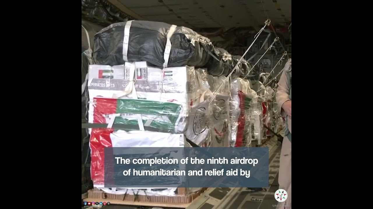 UAE, Egypt carry out Ninth Airdrop of Humanitarian Aid in Gaza
