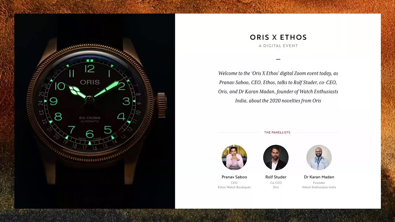 DIGITAL EVENT : Karan Madan In Conversation with Oris and Ethos Watch Boutiques