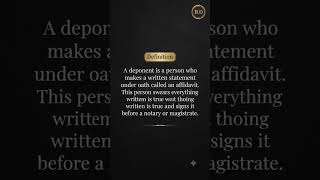 Deponent | Indian Law Dictionary #Shorts