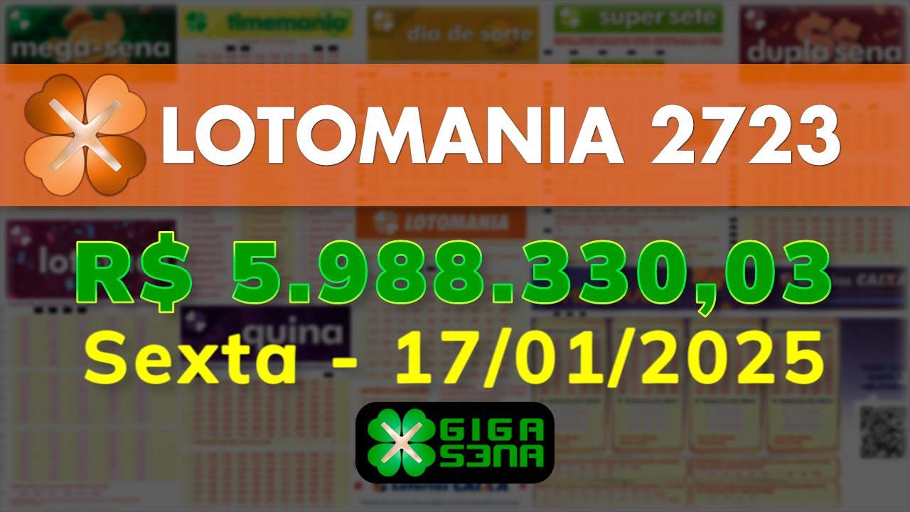 Lotomania 2723, Sexta, 17/01/2025 | GIGA-SENA - YouTube