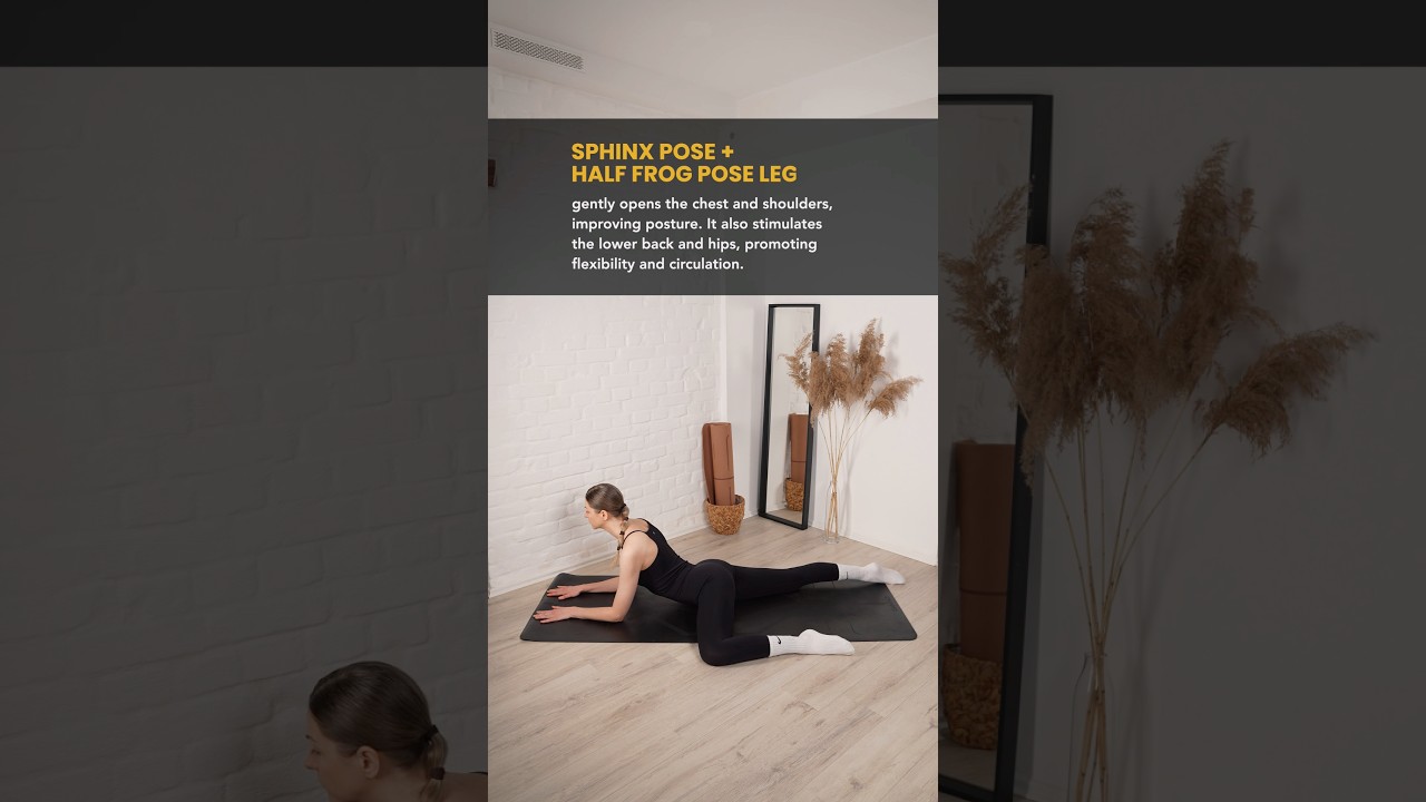 Поза сфинкса с ногами в позе полулягушки