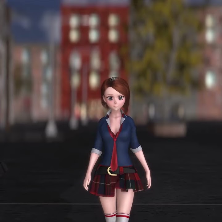 Anime Girl walking 3d animation