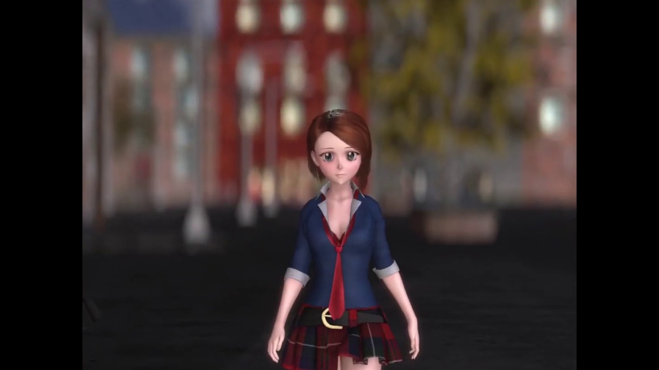 Anime Girl walking 3d animation