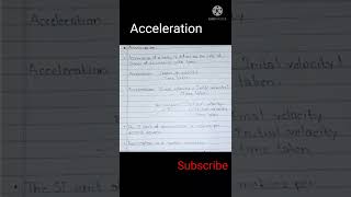 Acceleration And Its Si Unit Best Notes For Exam