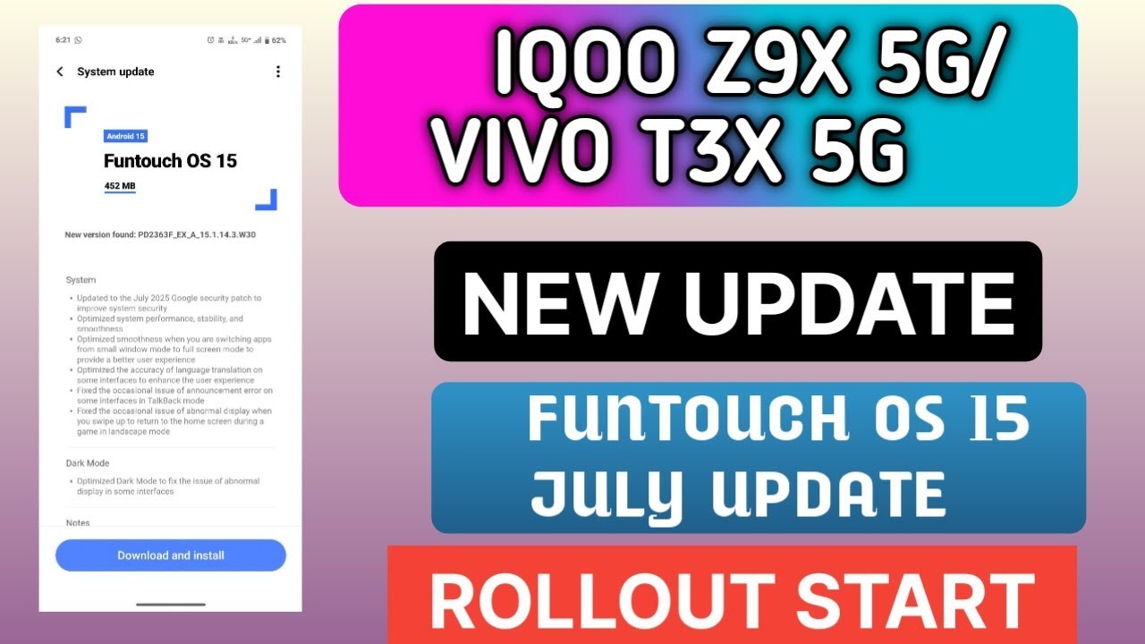 IQOO Z9X 5G/ VIVO T3X 5G NEW FUNTOUCH OS 15 JULY UPDATE RELEASE & WHAT'S NEW