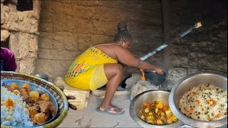 Cooking For My Family Rice And Potato Soup With Peas For Dinner