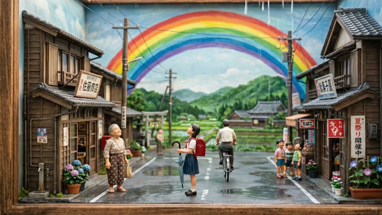 フルスクラッチ　昔の農村風景　オリジナル　ジオラマ完成品 ジオラマが動き出す！ノスタルジックな昭和の夏・その7 #ジオラマ
