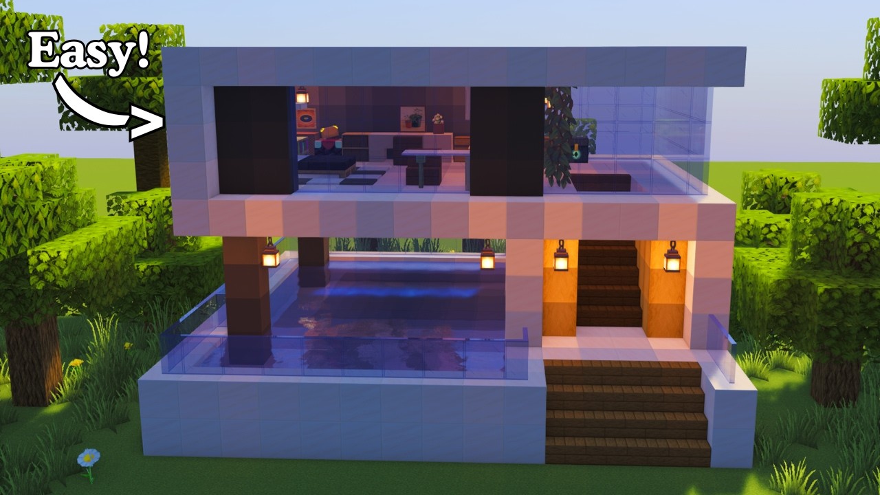 Minecraft Easy Modern House Build - Tutorial | Build No. 14🏠