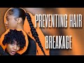 HOW I PREVENT HAIR BREAKAGE+SLEEK BRAIDED PONYTAIL +NEW TECHNIQUE