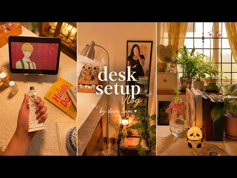 Desk Setup Vlog📦✂️ Cozy Journaling Nook Makeover & Organizing Stationery | Kimchi jjigae Ramen 