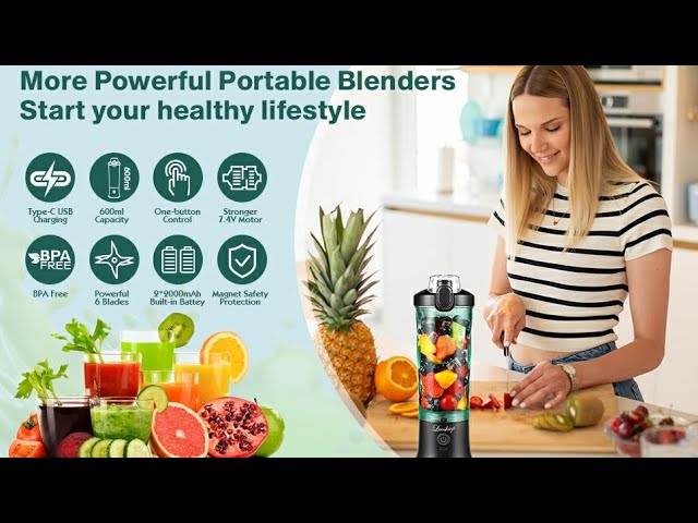 600ml Portable Blender for Shakes and Smoothies, 240W Electric