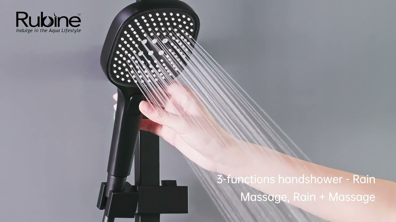 RUBINE - DECKOS F4 RAINSHOWER COLUMN WITH A BATH SHELF ON MIXER - YouTube