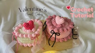 🎀 Crochet Ribbon Heart Cakes | Crochet Tutorial | Valentine’s Day Gift 🎁