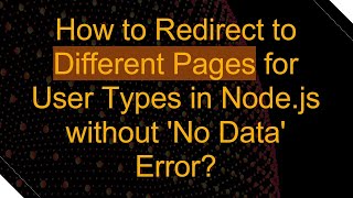 How to Redirect to Different Pages for User Types in Node.js without 'No Data' Error?