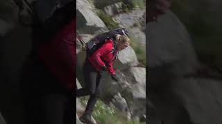 Kate Winslet running down a mountain