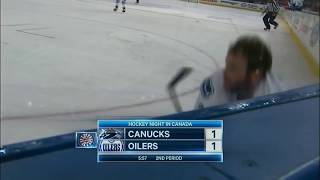 Andrew Ference Huge Hit on Zack Kassian