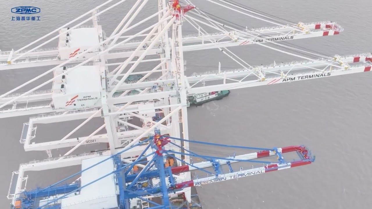 two double trolley quay cranes designed and manufactured by ZPMC for Maersk’s terminal in Morocco