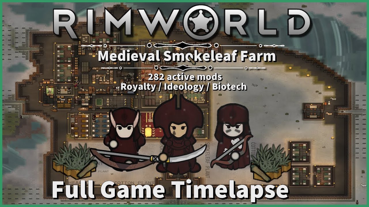 Rimworld 1.4 - Medieval Smokeleaf Farm - Full Game Timelapse