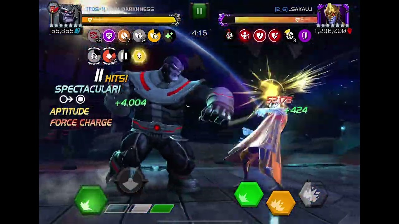 MCOC AW Thanos snaps lumatrix in 2 (minutes) Node 4
