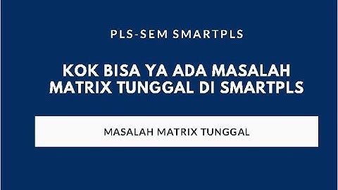 Kok Bisa ya ada  Masalah Matrix Tunggal di Di SmartPLS ?