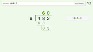 Long Division Problem 483/8: Step-by-Step Video Solution