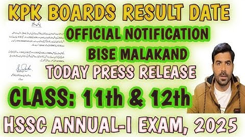 KPK Board result 2025 : Class 11 & 12 HSSC Annual-I exam result date | BISE Malakand