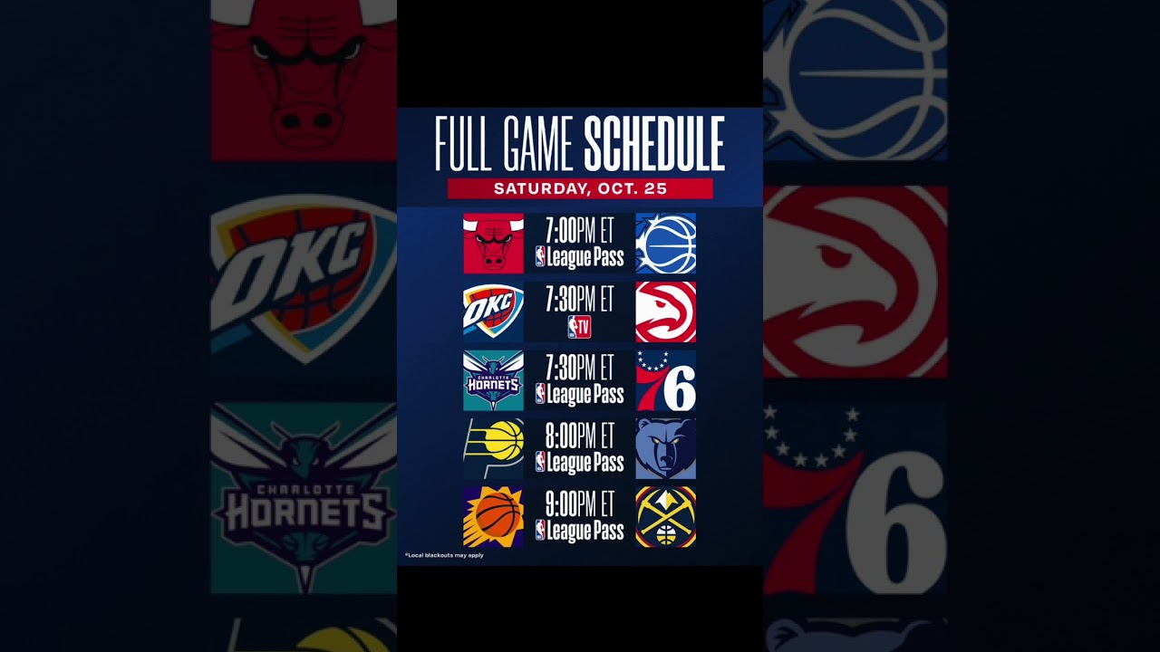 NBA schedule games October 25 ￼