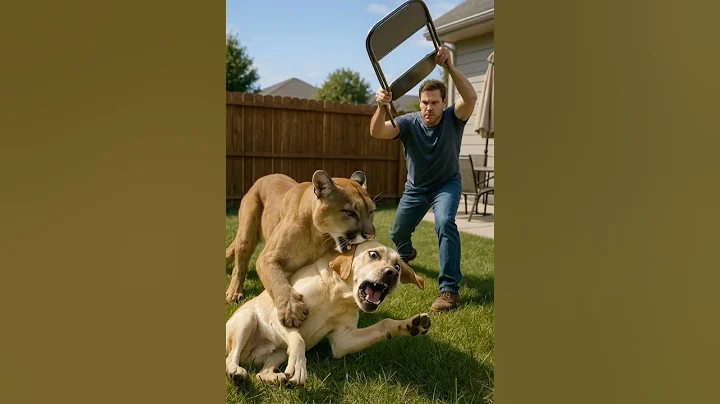 Epic Showdown: Homeowner Fights Puma to Save Pet #animals #wildlife #lion #aiart