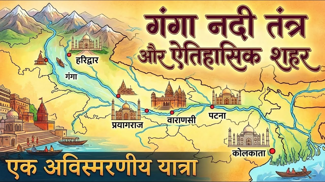 Ganga River System & Cities | गंगा नदी के किनारे बसे शहर | Map से याद करें 1 बार में|