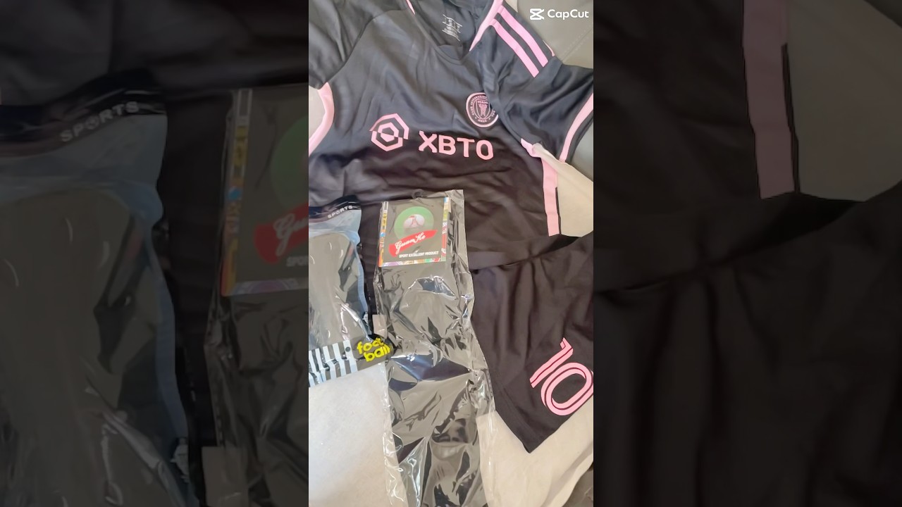 Unboxing Inter Miami Kid Messi #10 Football Kit Strip Soccer Jersey Kit 