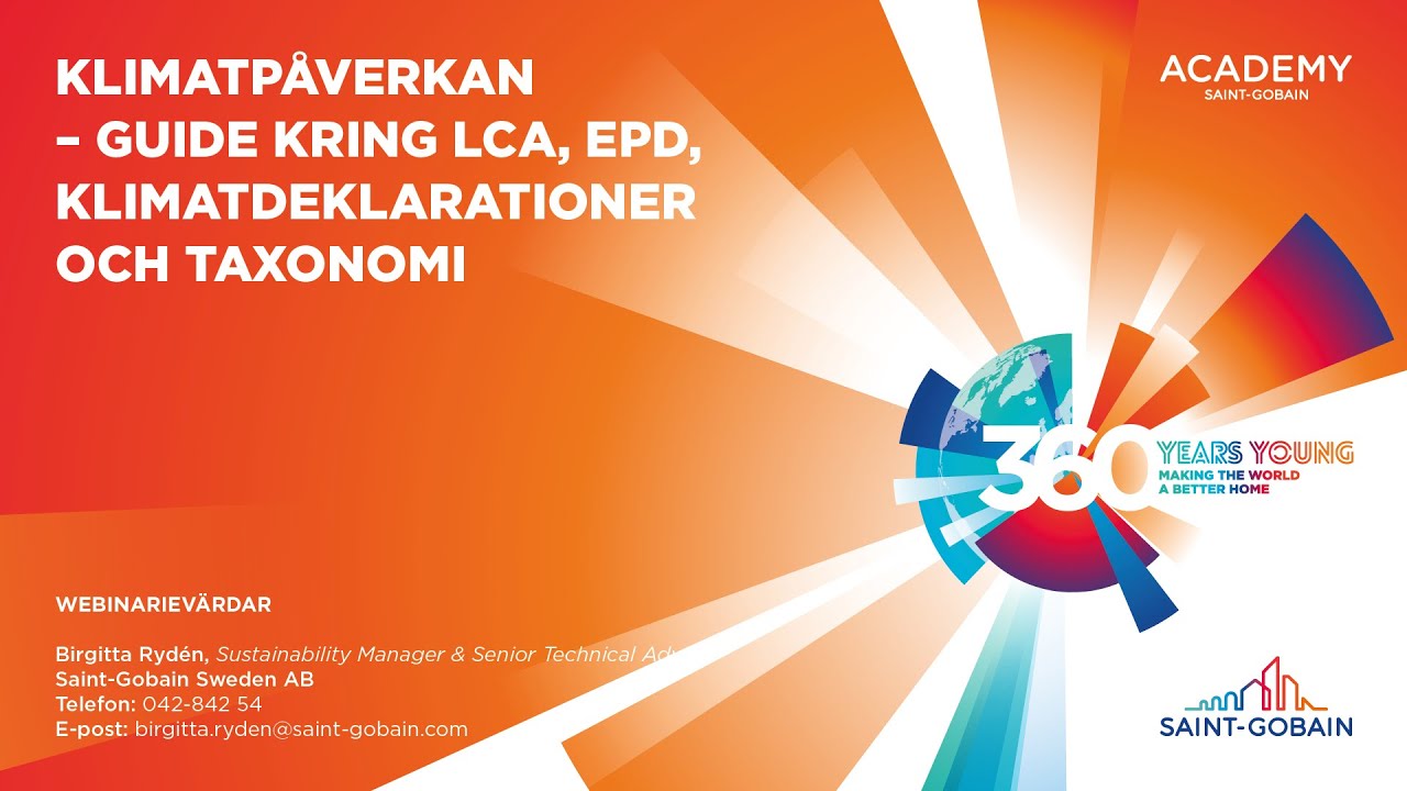 Webinarium: Klimatpåverkan - Guide kring LCA, EPD, Klimatdeklarationer och Taxonomi