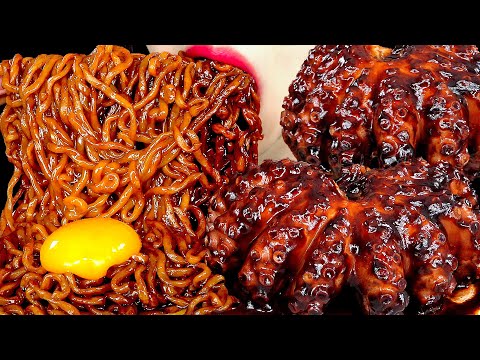 ASMR <strong>TRUFFLE</strong> BLACK BEAN NOODLES SPICY OCTOPUS 짜장불닭문어 트러플짜파게티 먹방 MUKBANG EATING SOUNDS 咀嚼音 |ZOEY ASMR