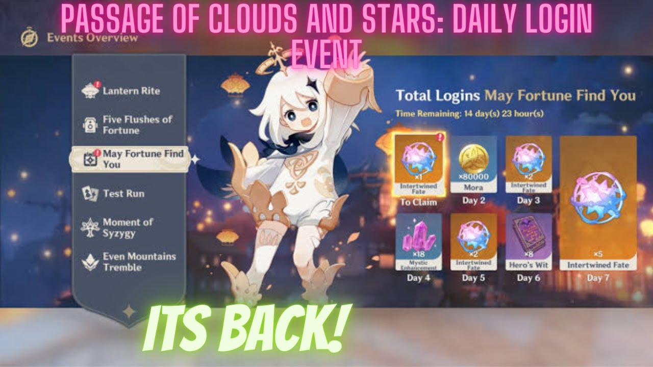 Passage Of Clouds And Stars Daily Login Event 10 Intertwined Fates 