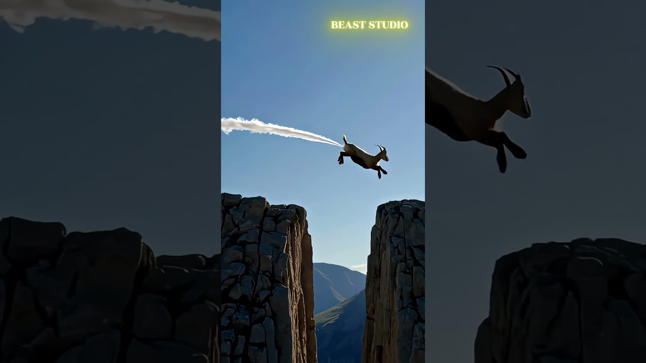 Mountain Goat's Impossible Flight: From Cliff Face to Summit in Seconds! 🐐🌪️🏔️