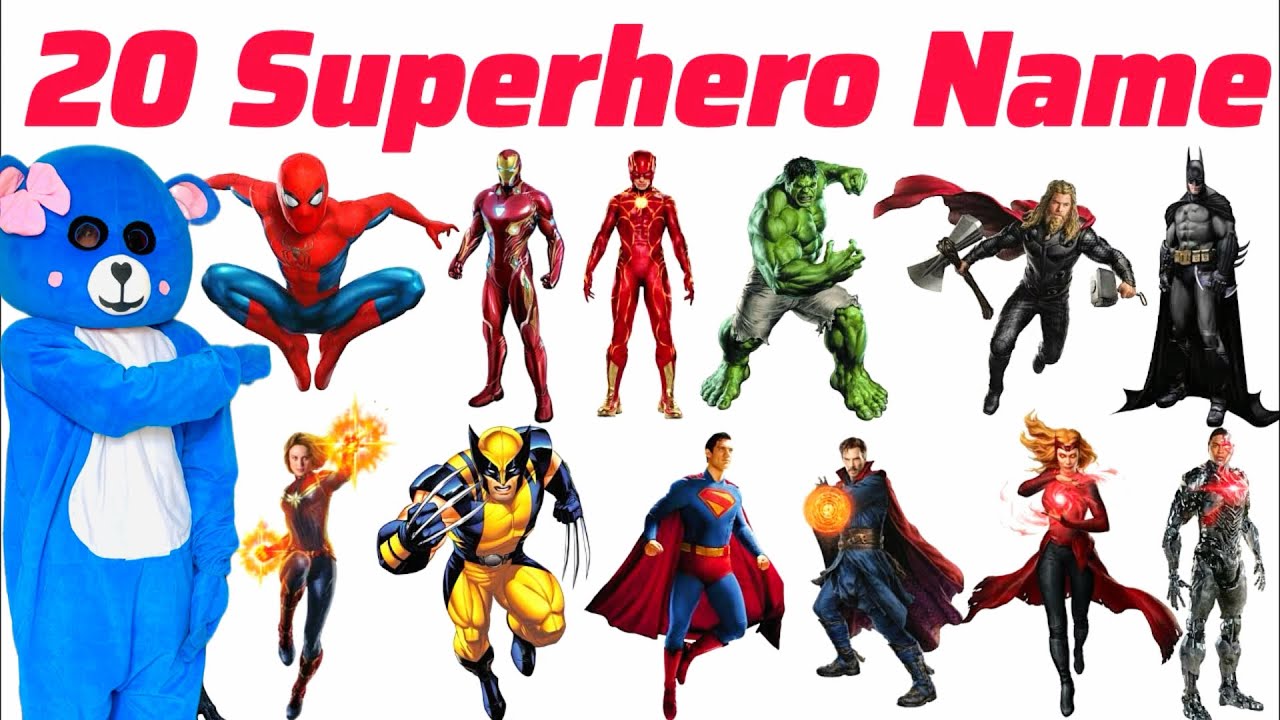 सुपरहिरो के नाम Superhero names for kidsEnglish Hindi Pre kids Learning | Fun Learning | SuperHero 